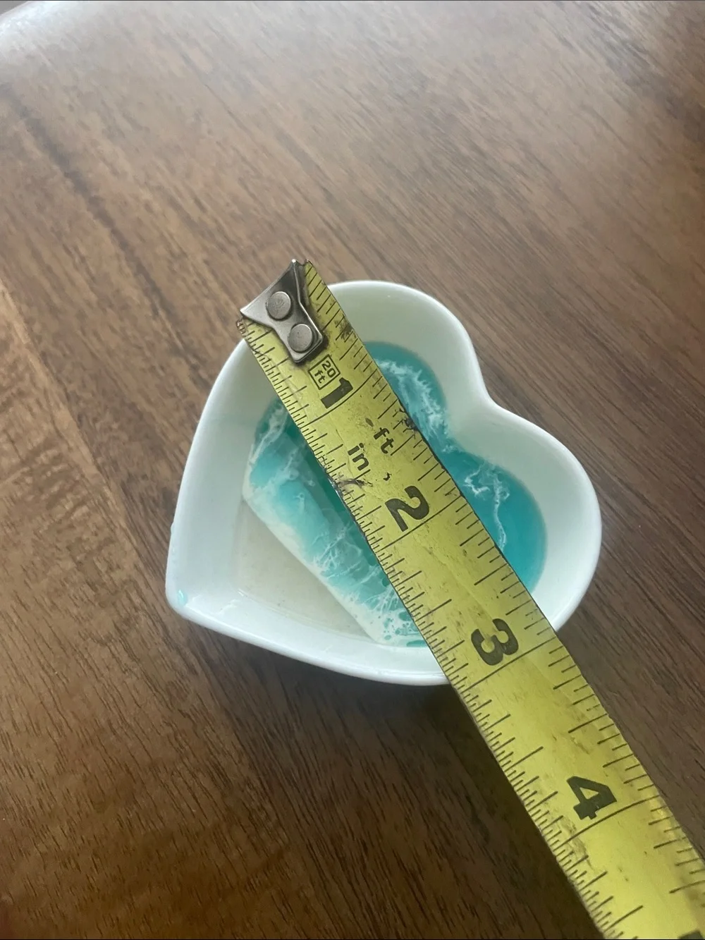 Heart Shaped Trinket Dish with Blue Ocean Resin and Yellow Duck